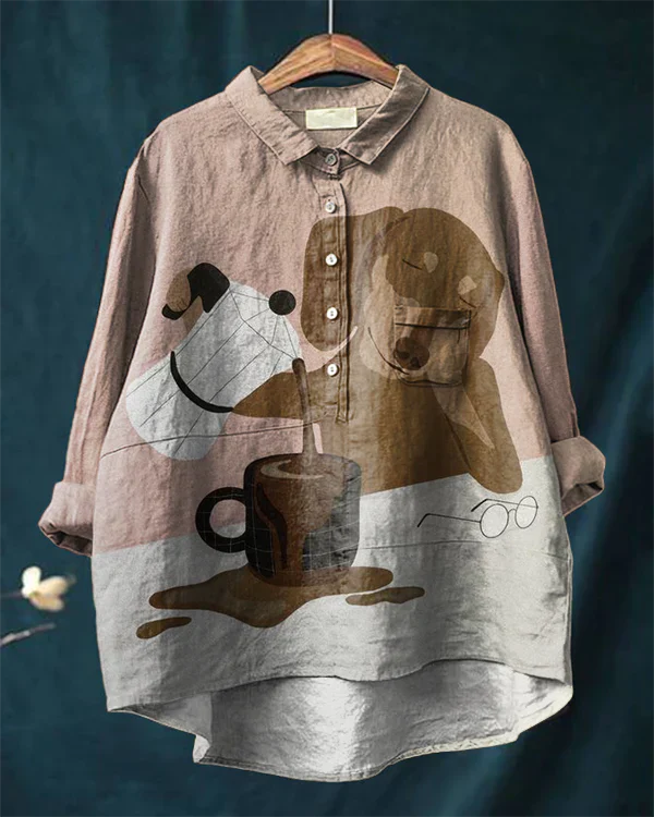 Dog Art Shirt – Artistic Print Long Sleeve Shirt with Breathable Fabric Top