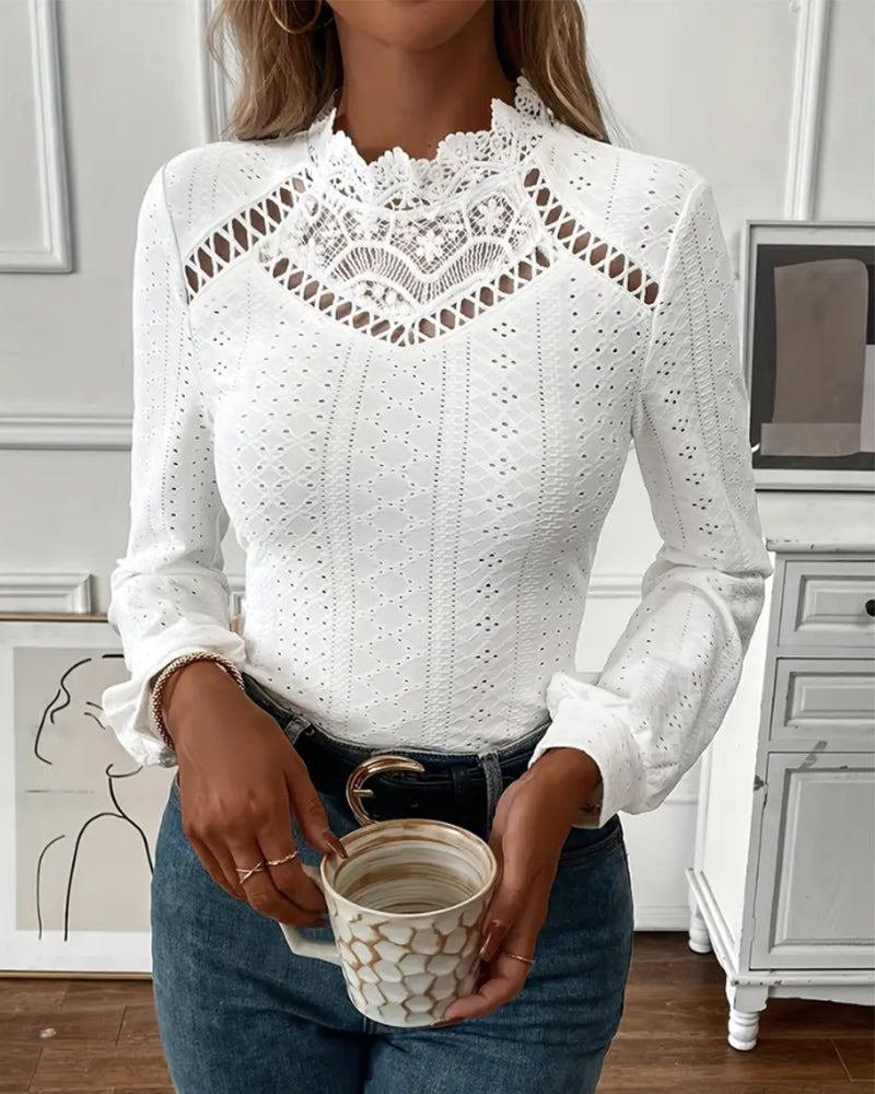 Lace Long Sleeve Top – Classic Lace Blouse With Feminine Design & Flattering Fit