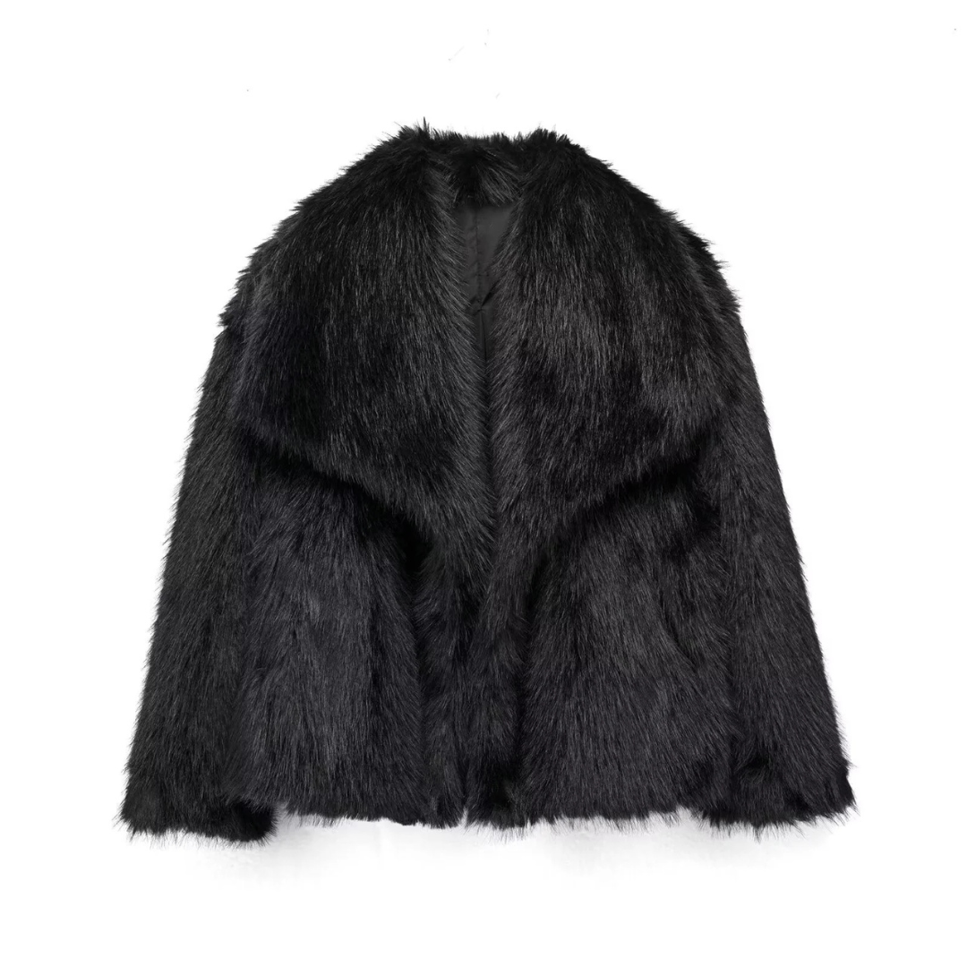 Faux Fur Coat - Bruna™ Short Winter Coat With Lapels | Warm Women's Outerwear