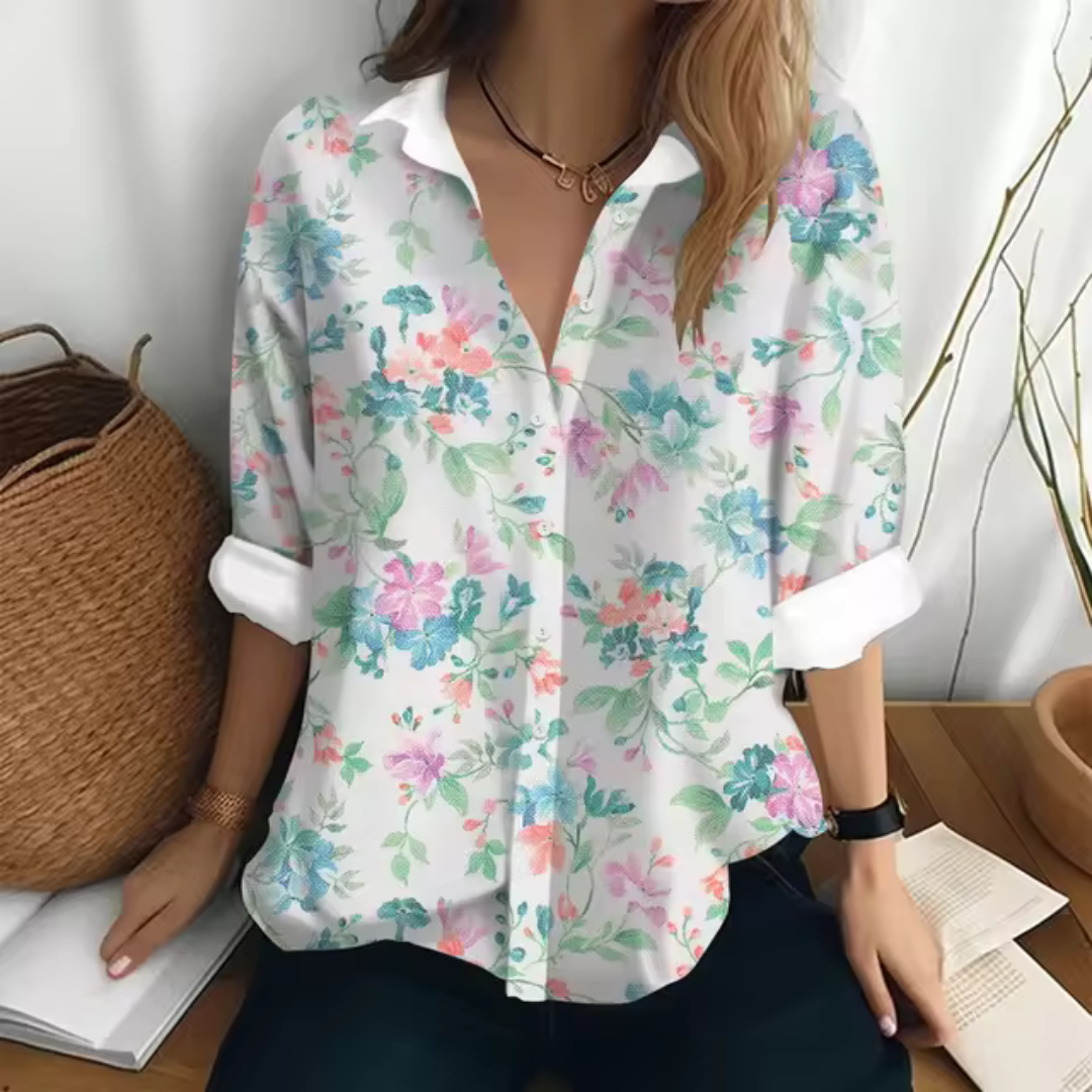 Floral Print Blouse – Relaxed Fit Summer Blouse with Classic Collar & Button Front