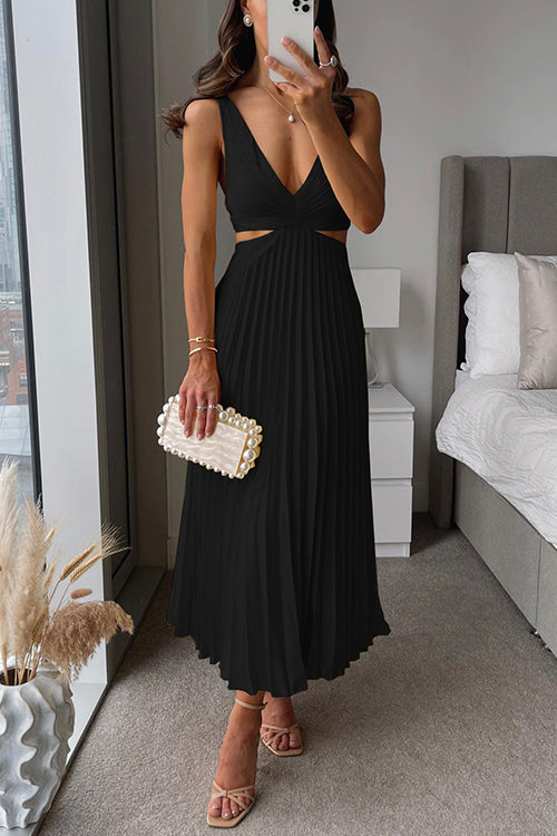 Pleated Maxi Dress – Sleeveless Elegant Summer Gown With Flowing Silhouette