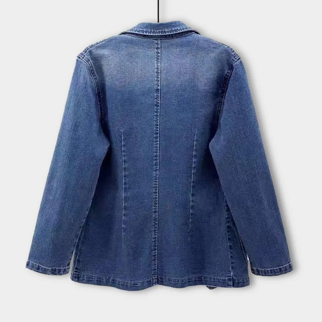 Women's Denim Blazer - Stylish Classic Denim Jacket With Flattering Fit