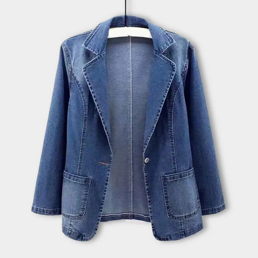 Women's Denim Blazer - Stylish Classic Denim Jacket With Flattering Fit