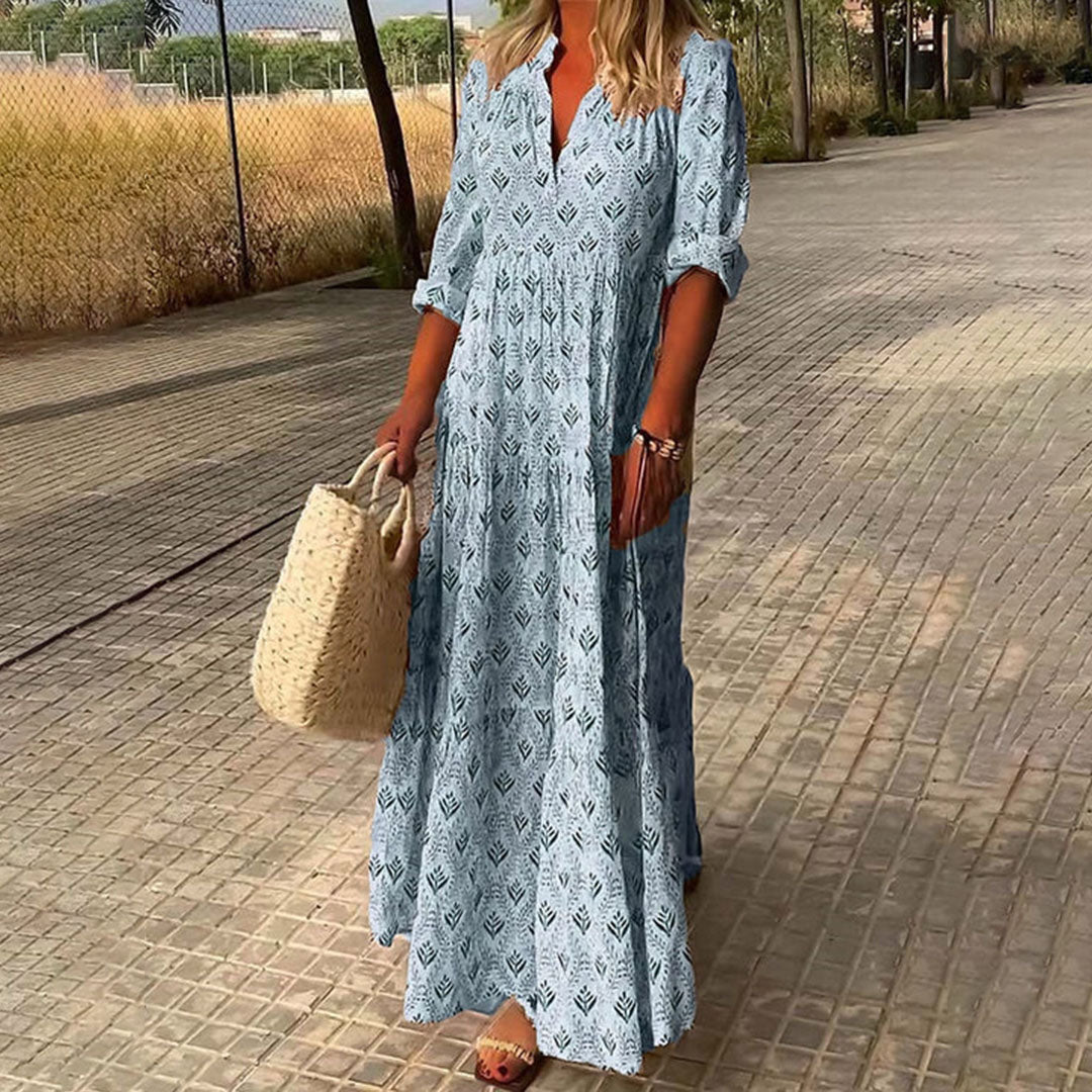 Boho Dress - Lightweight Maxi Dress with Flowing Silhouette & V-Neck Style