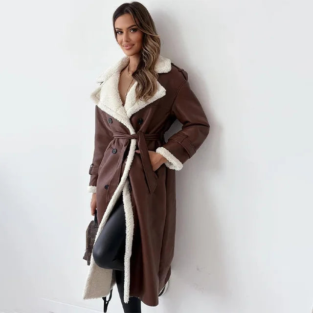 Women's Long Down Coat – Warm Winter Coat With Multiple Pockets & Adjustable Cuffs