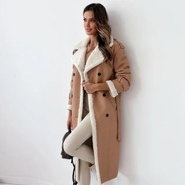 Women's Long Down Coat – Warm Winter Coat With Multiple Pockets & Adjustable Cuffs