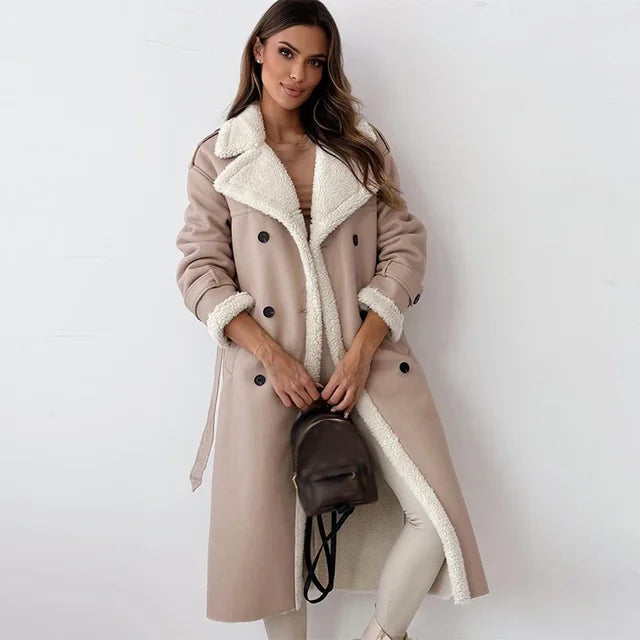 Women's Long Down Coat – Warm Winter Coat With Multiple Pockets & Adjustable Cuffs