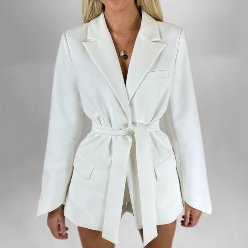 Women's Blazer | Belted Tailored Blazer with Waistband for Chic Fit