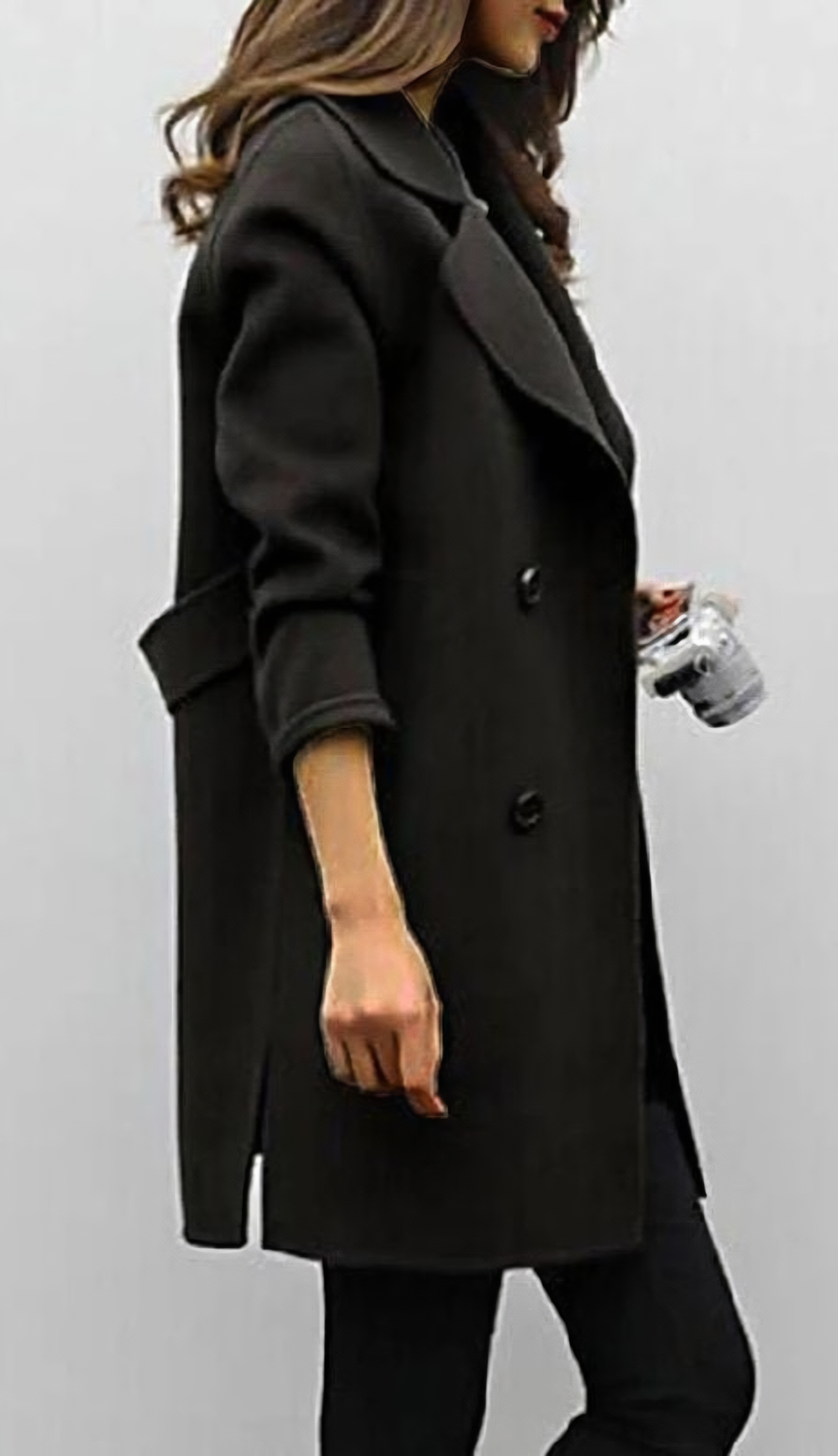 Long Trench Coat – Wool Blend Double Breasted Stylish Coat for Women