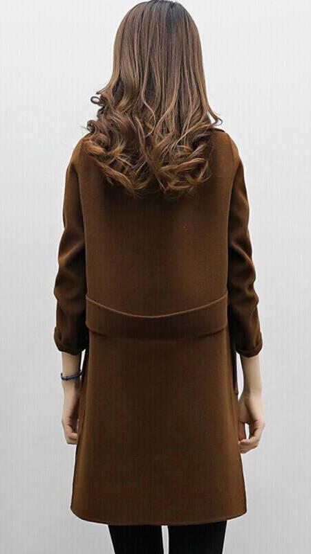 Long Trench Coat – Wool Blend Double Breasted Stylish Coat for Women