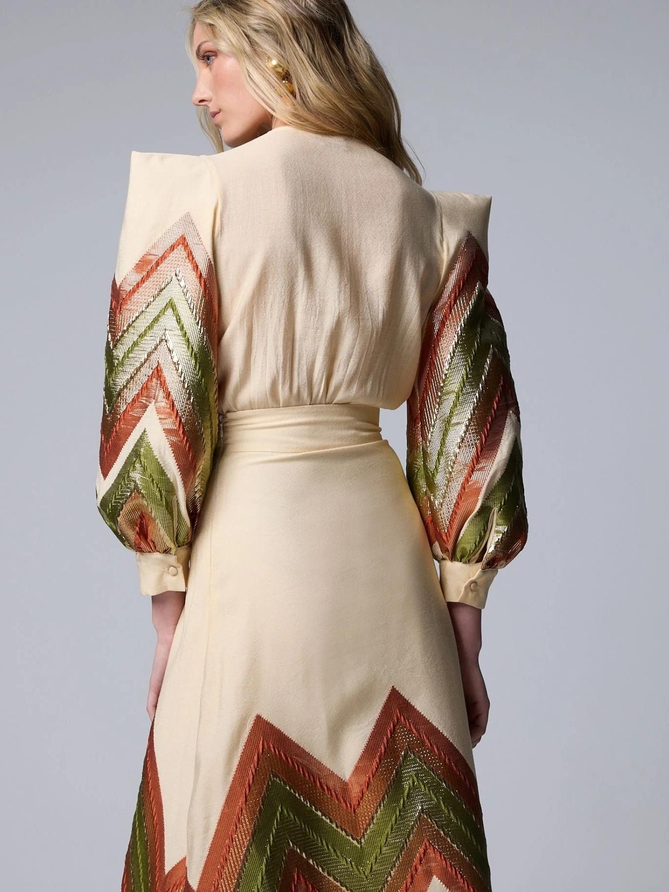 Puff Sleeves Bodysuit Featuring Structured Design - Elegant Midi Skirt Set