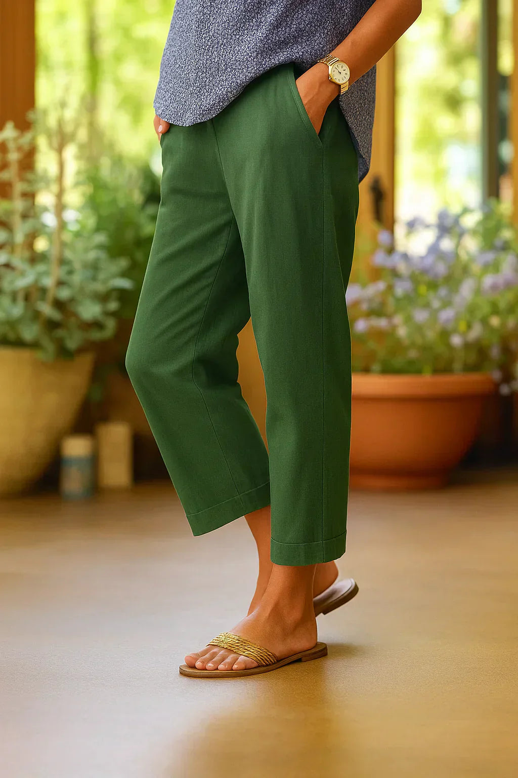 Breezy Linen Pants – Lightweight Summer Trousers With Elastic Waist | Liora's Boutique