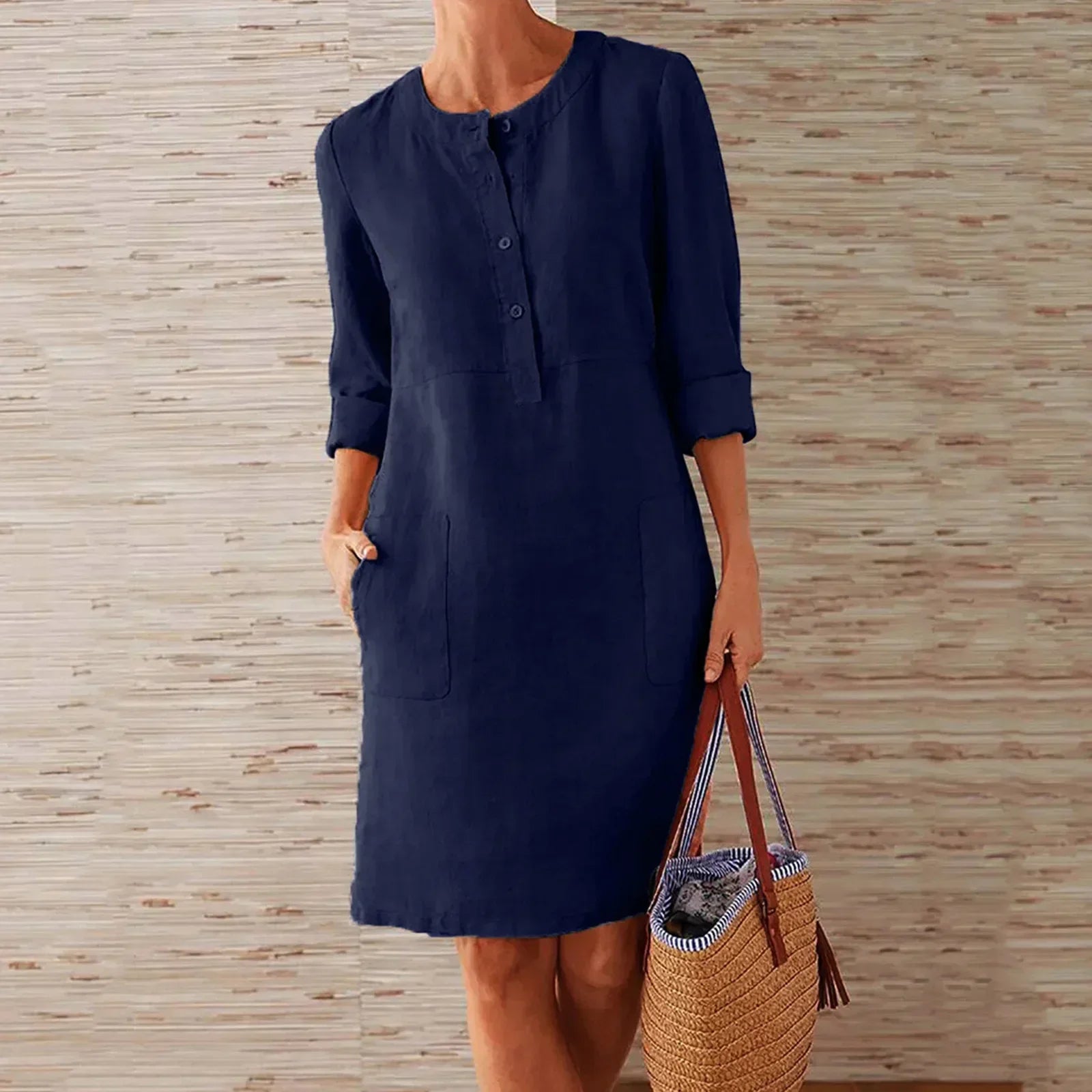 Casual Summer Dress - Lightweight Cotton Linen Tunic With Relaxed Fit