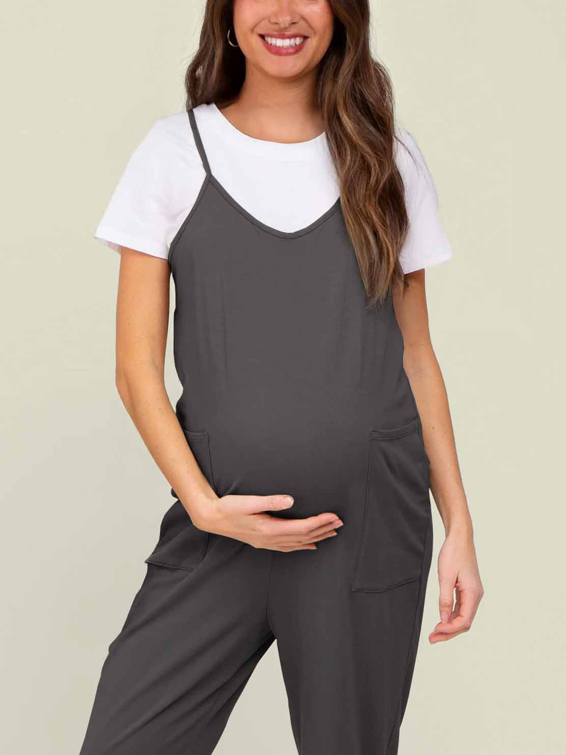 Maternity Jumpsuit - Oversized Postpartum Romper with Adjustable Straps