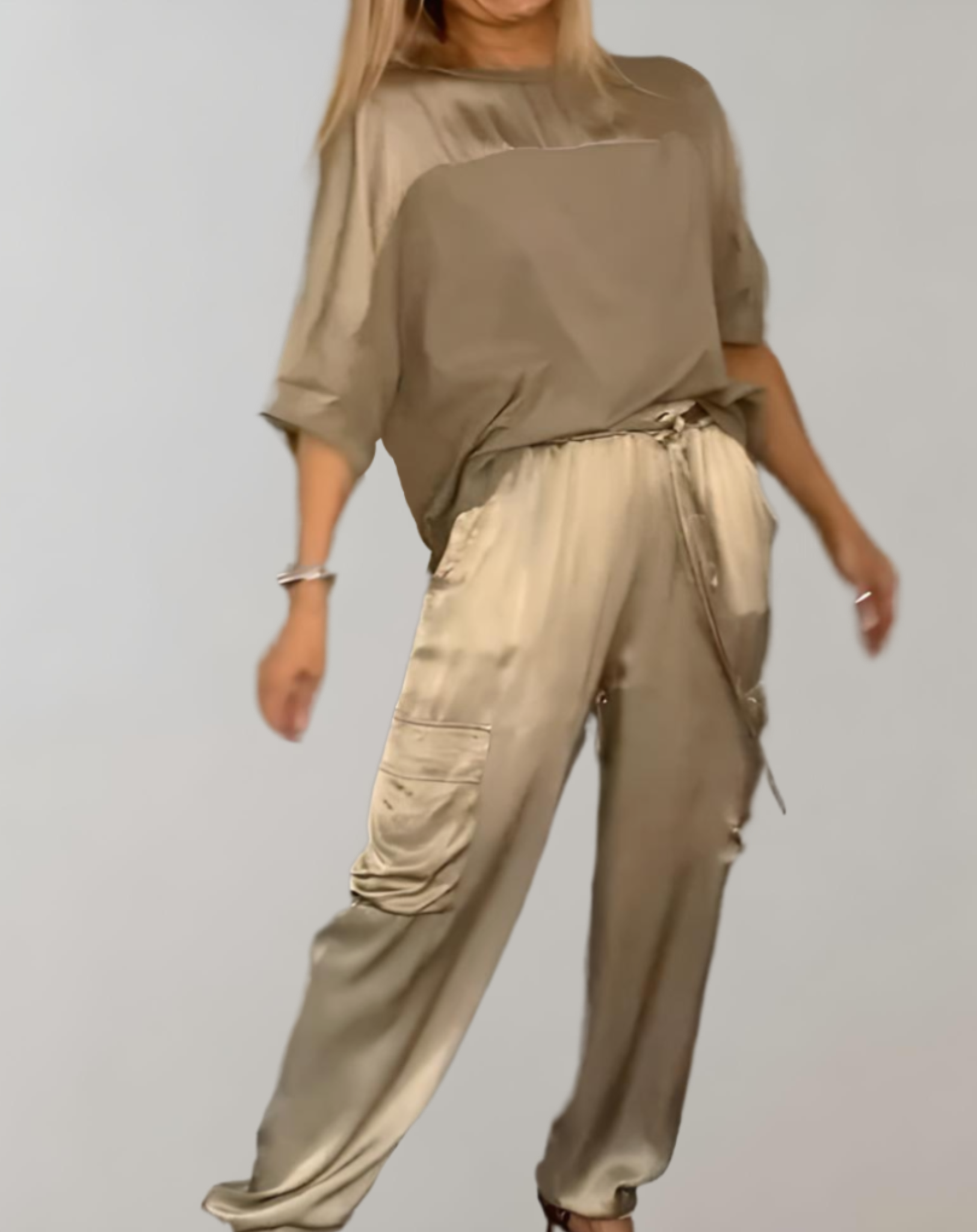 Silky Cargo Lounge Set – Relaxed Fit Women's Loungewear With Pockets