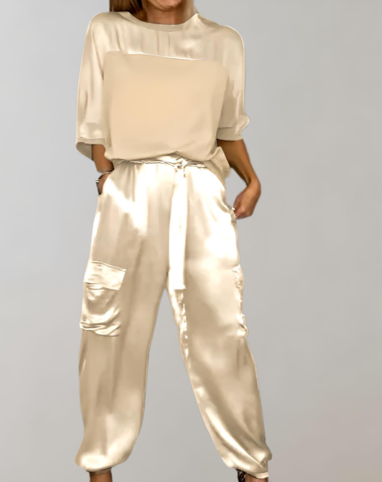 Silky Cargo Lounge Set – Relaxed Fit Women's Loungewear With Pockets