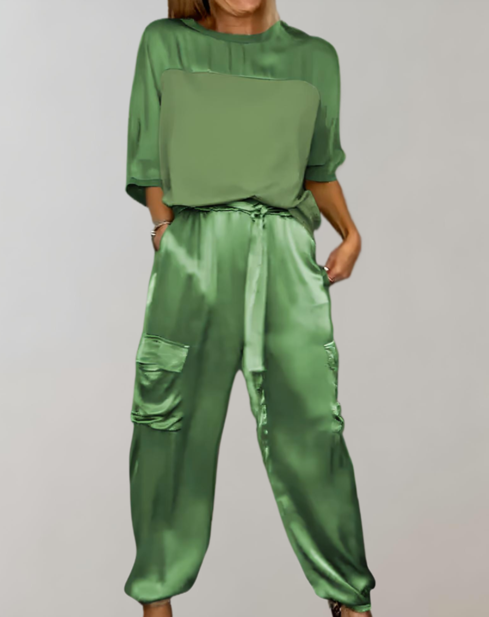 Silky Cargo Lounge Set – Relaxed Fit Women's Loungewear With Pockets