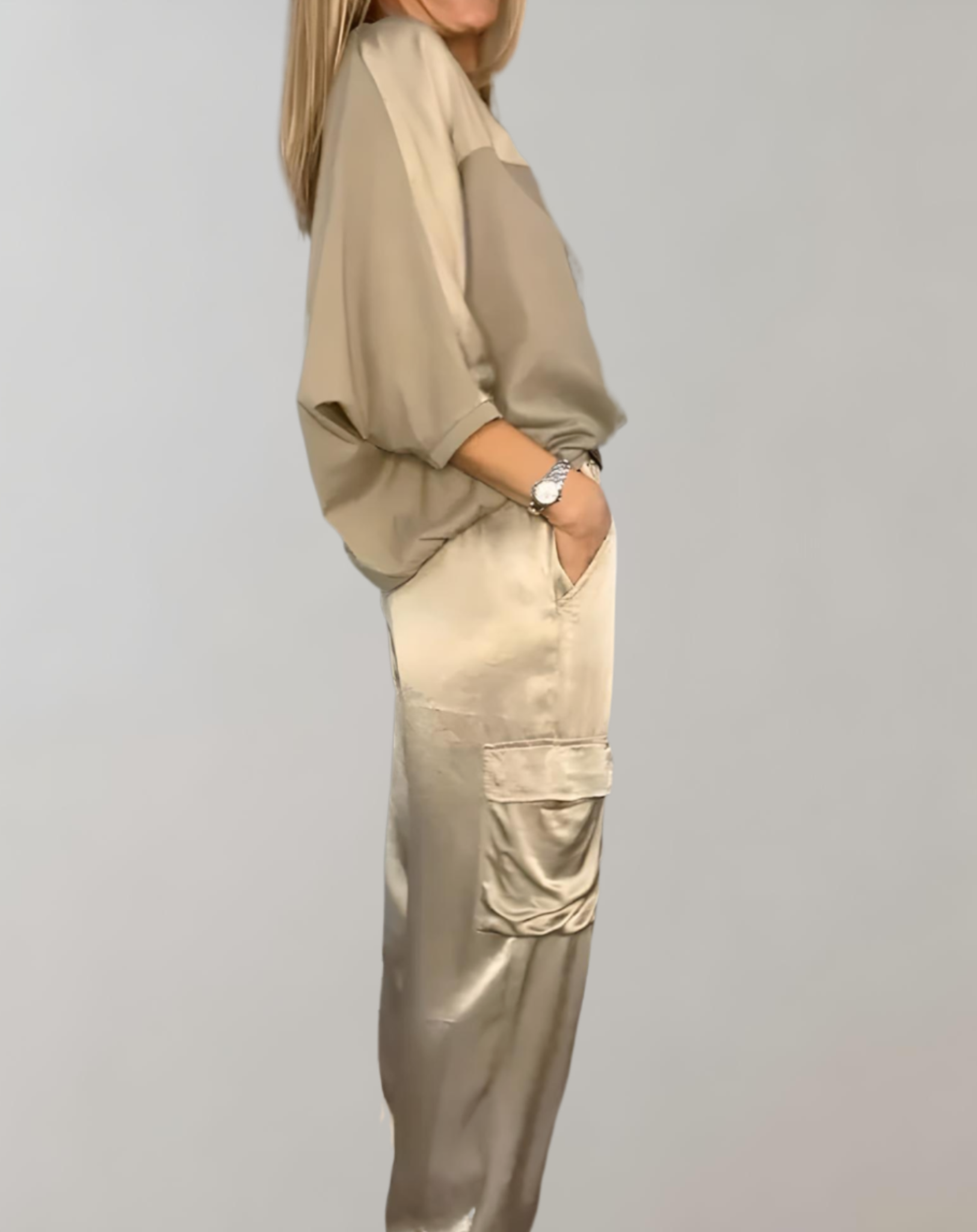 Silky Cargo Lounge Set – Relaxed Fit Women's Loungewear With Pockets