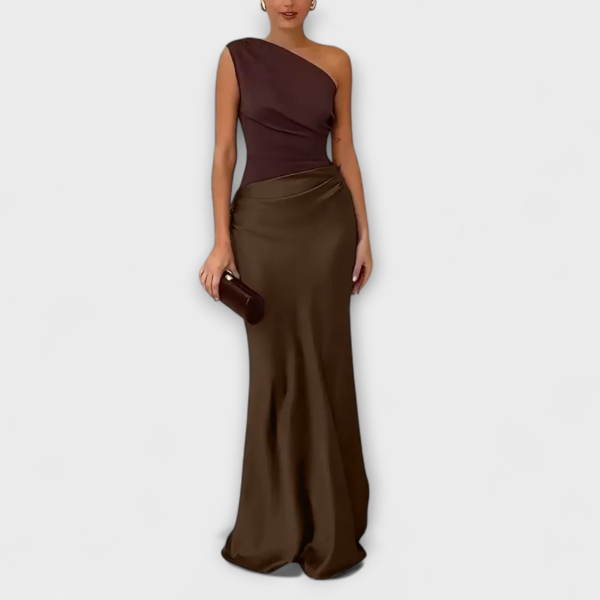 One-Shoulder Pleated Dress | Elegant Maxi Dress for Formal Evening Events