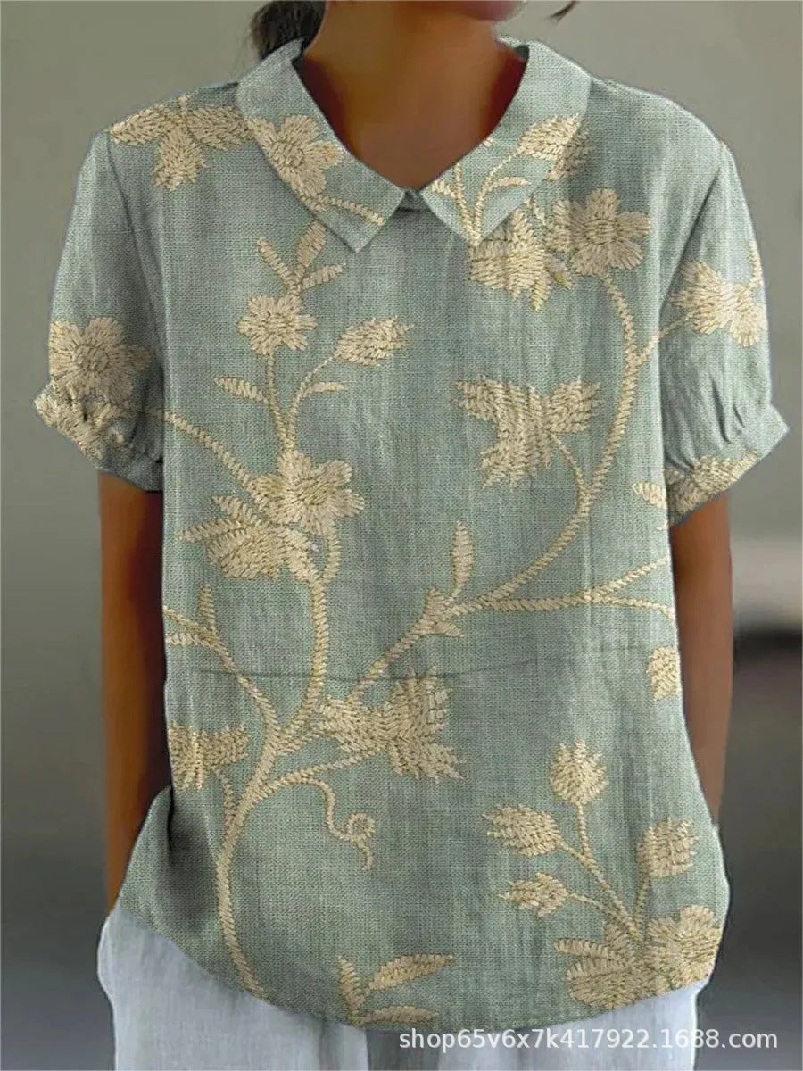 Floral Shirt - Lightweight Summer Top with Playful Flower Print & Loose Fit
