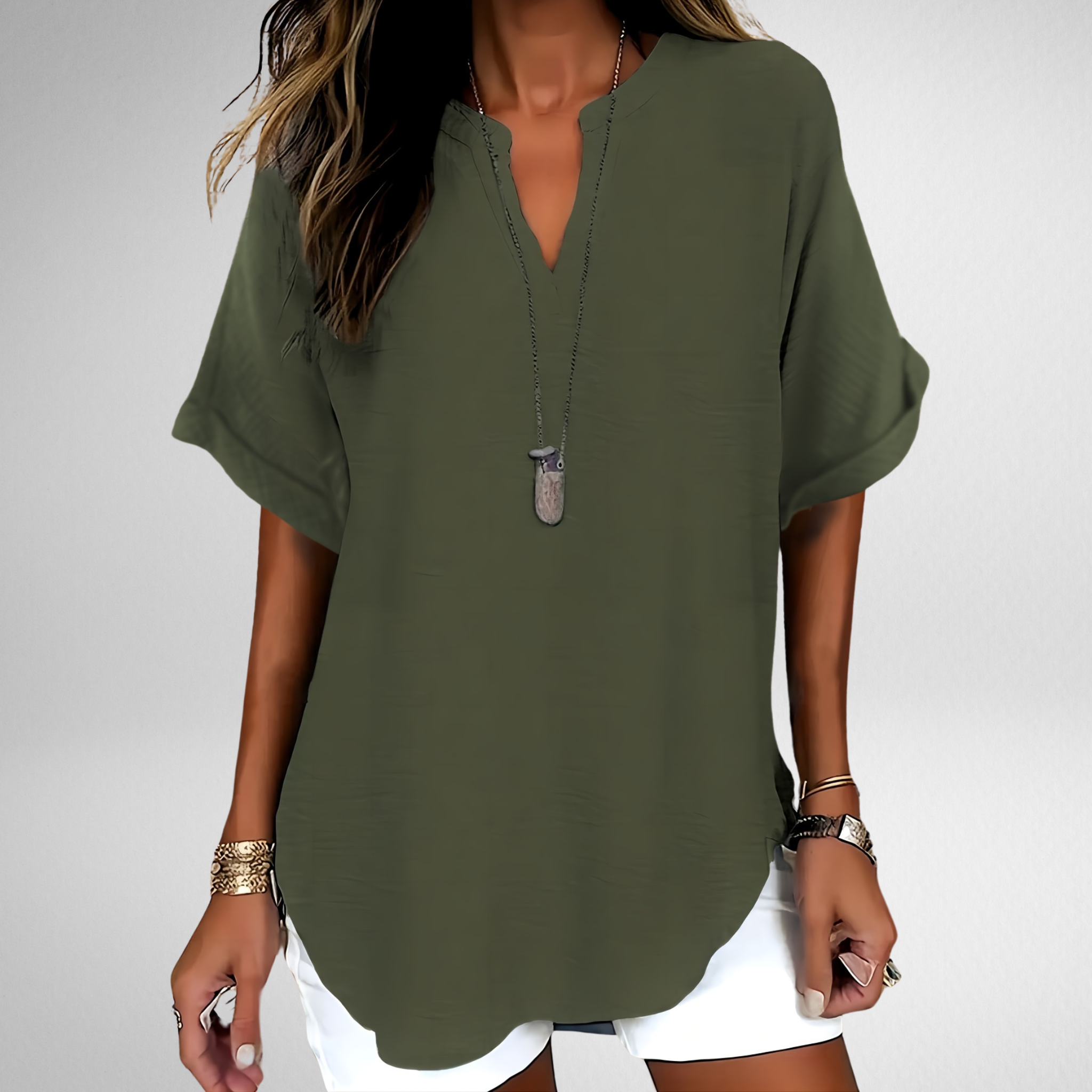 Soft Elegance Top – Lightweight Women's Blouse with Elegant Drape Design