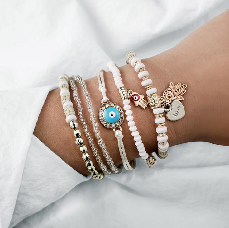 Hamsa Bracelet Bundle – Artisan Crafted Charm Bracelet Set With Protective Amulet