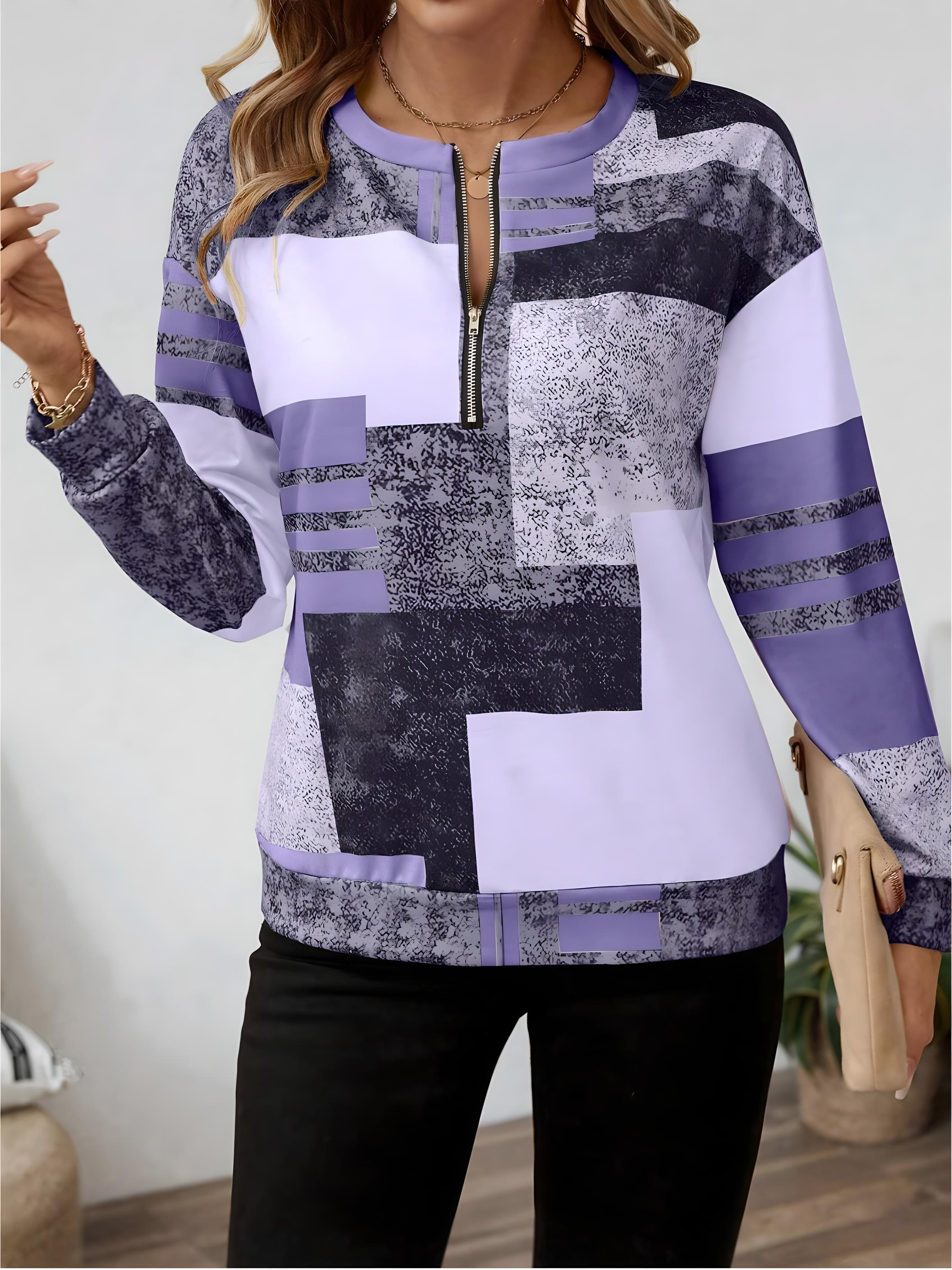 Vintage Sweatshirt – Chic Colourblock Half-Zip Retro Sweatshirt for Casual Layering