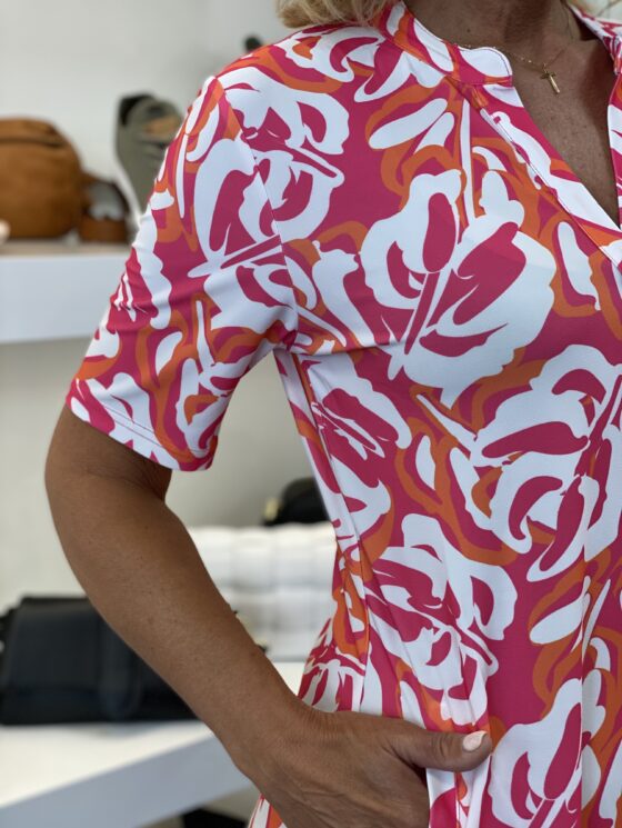 Colorful Dress - V-Neck A-Line Summer Dress With Lantern Puff Sleeves