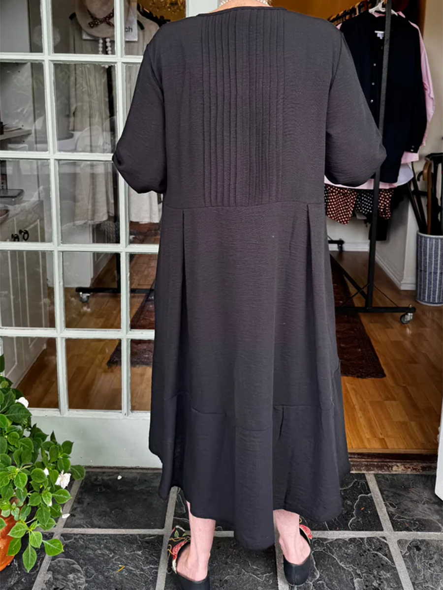 Linen Pleated Dress – Accordion Irregular Hem Lightweight Summer Linen Outfit