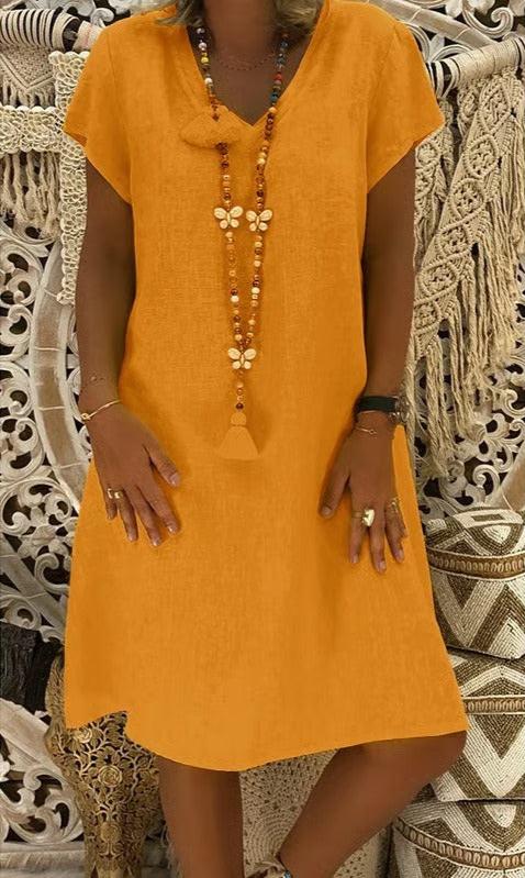 Linen Dress - Lightweight Summer Dress With Relaxed Fit & Breathable Fabric