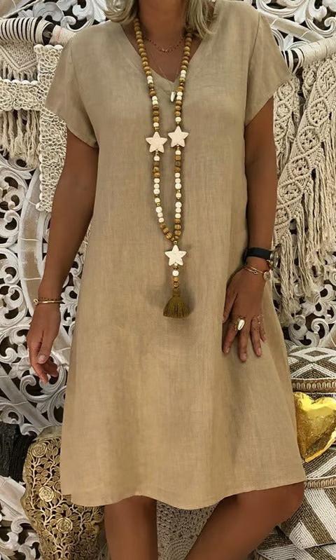 Linen Dress - Lightweight Summer Dress With Relaxed Fit & Breathable Fabric