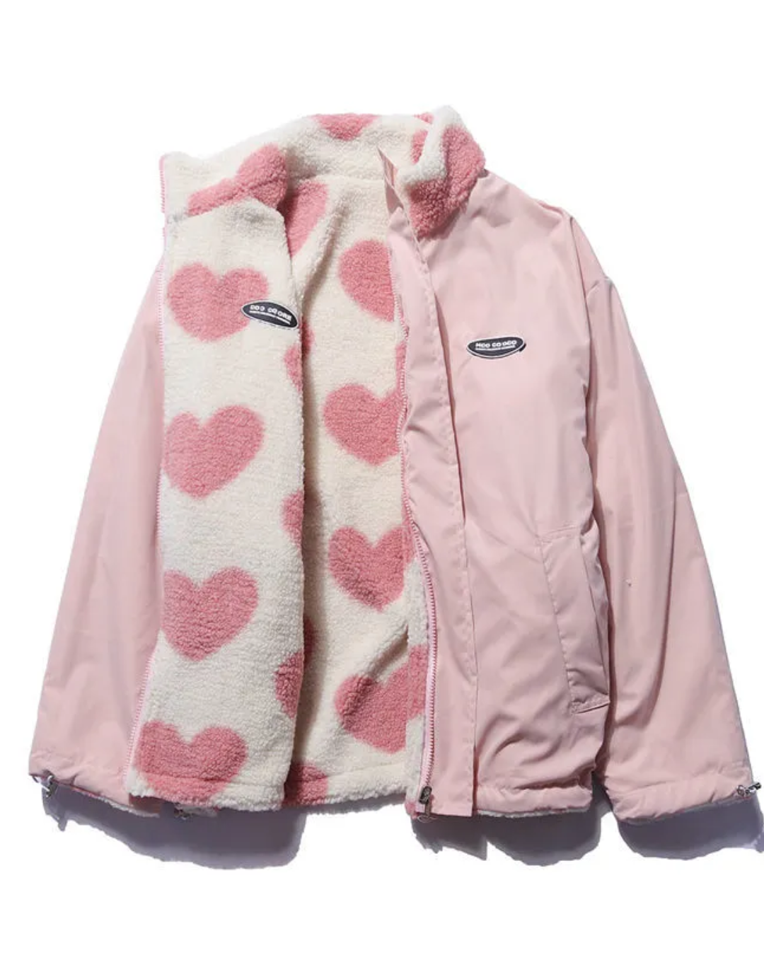 Double-Sided Heart Jacket – Stylish Women's Winter Coat With Playful Heart Design