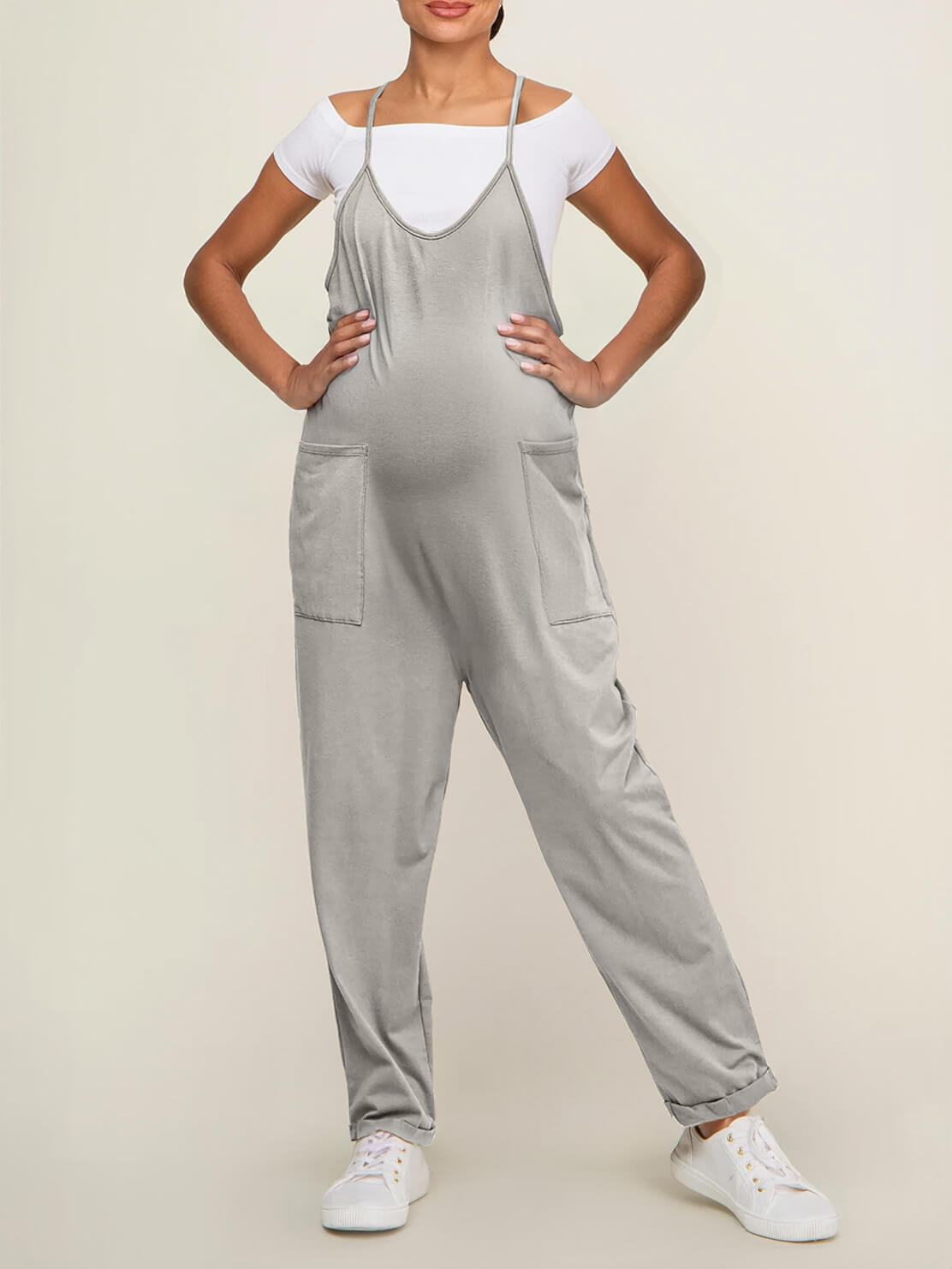 Maternity Jumpsuit - Oversized Postpartum Romper with Adjustable Straps