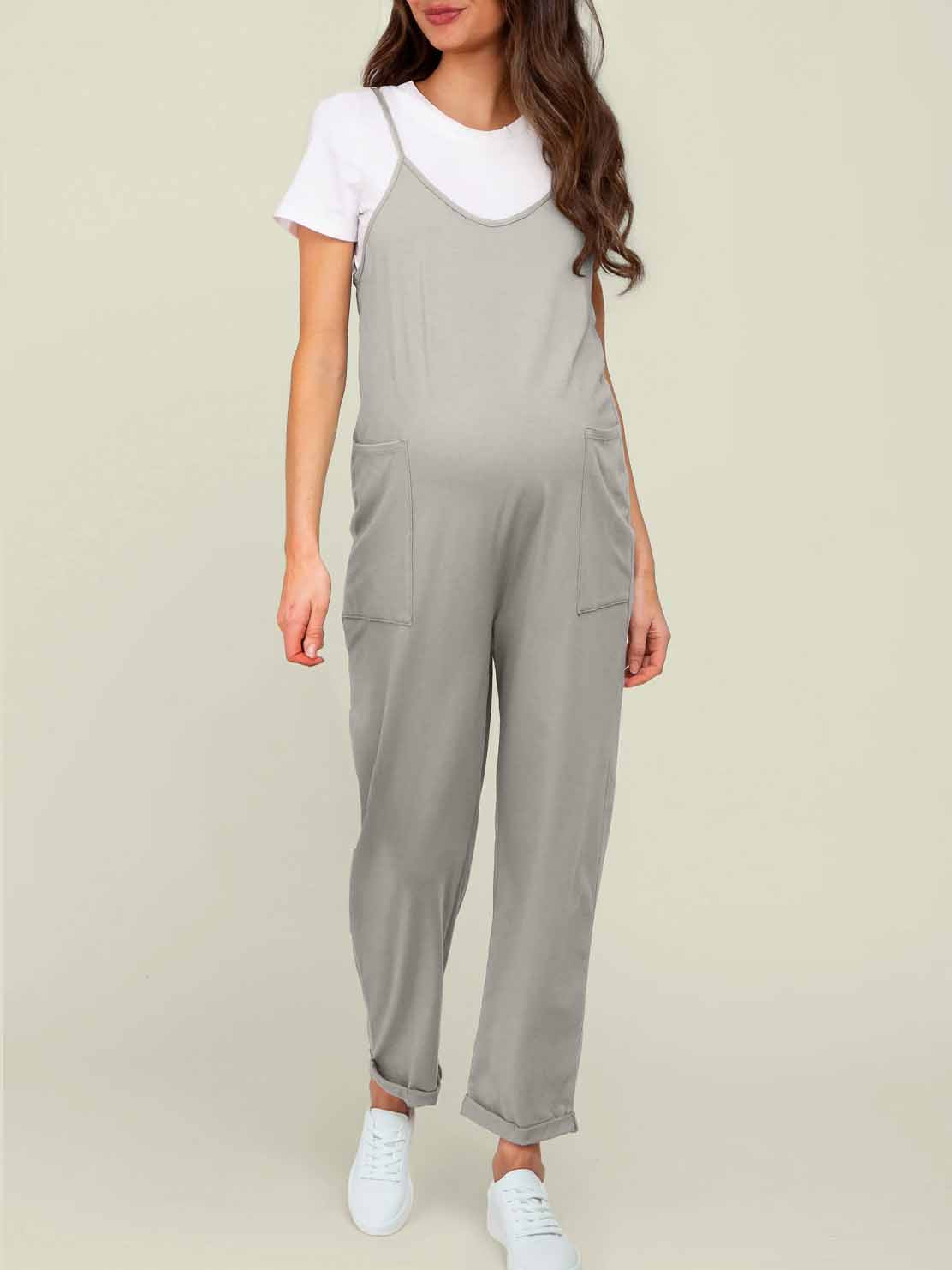 Maternity Jumpsuit - Oversized Postpartum Romper with Adjustable Straps