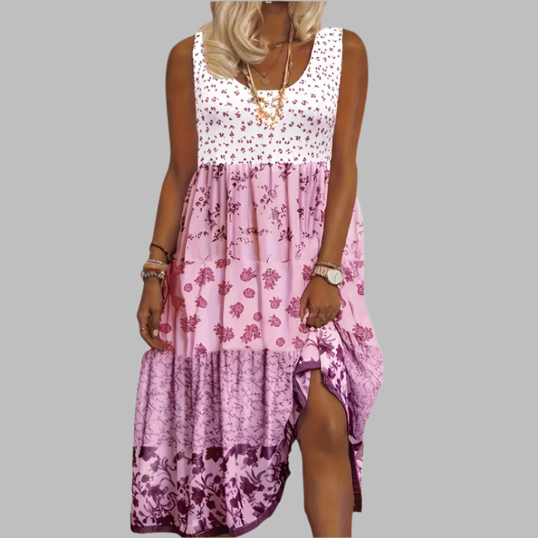 Elegant Women's Dress – Floral Print, Flowing Silhouette & Comfortable Fit