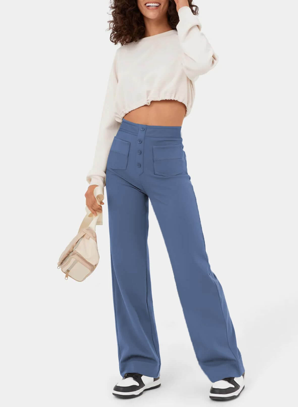 High Waisted Trousers – Tailored Slim Fit Pants | Comfortable Cotton Blend