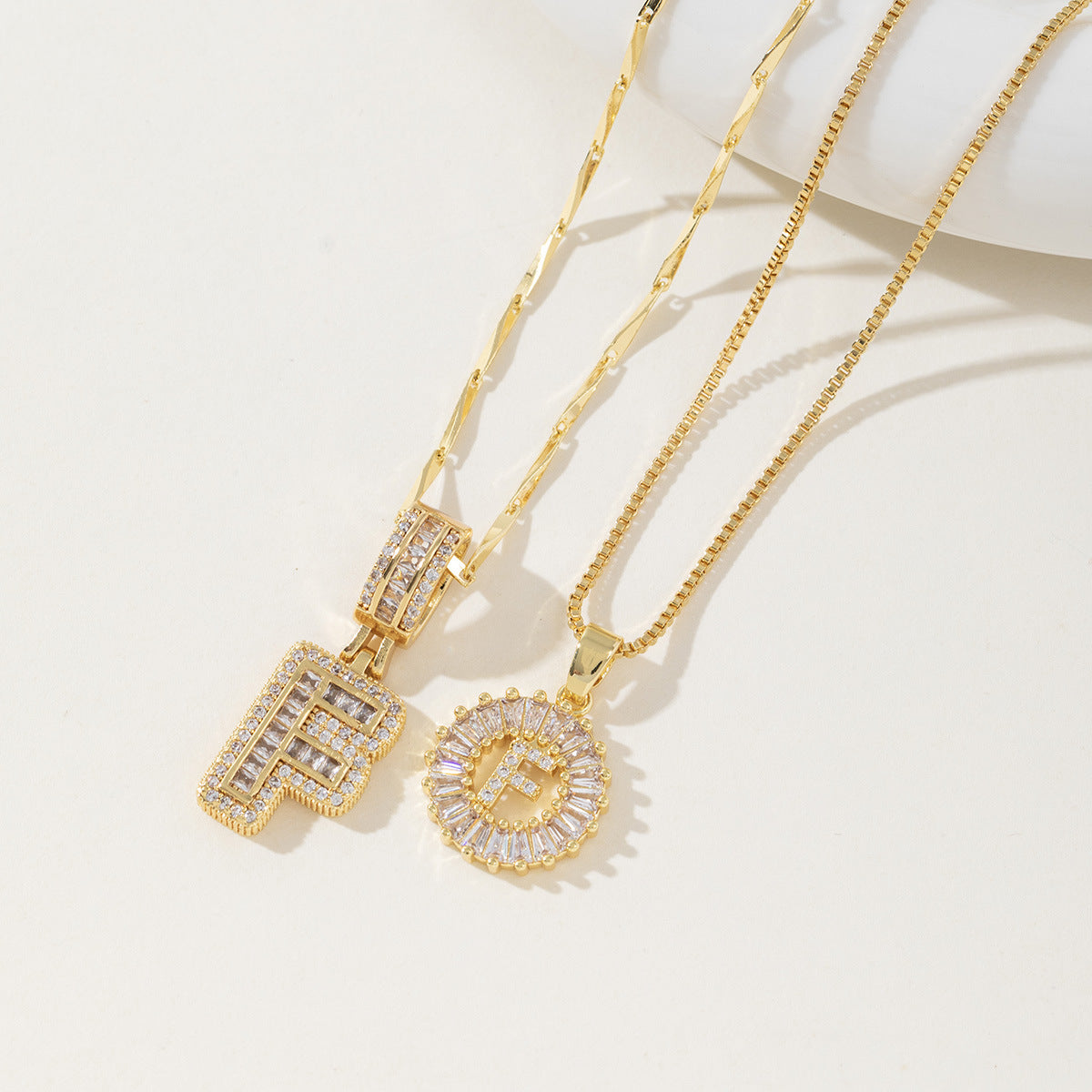 Initial Letter Necklace - Elegant 2-Pack Pendant Necklaces for Stylish Layering