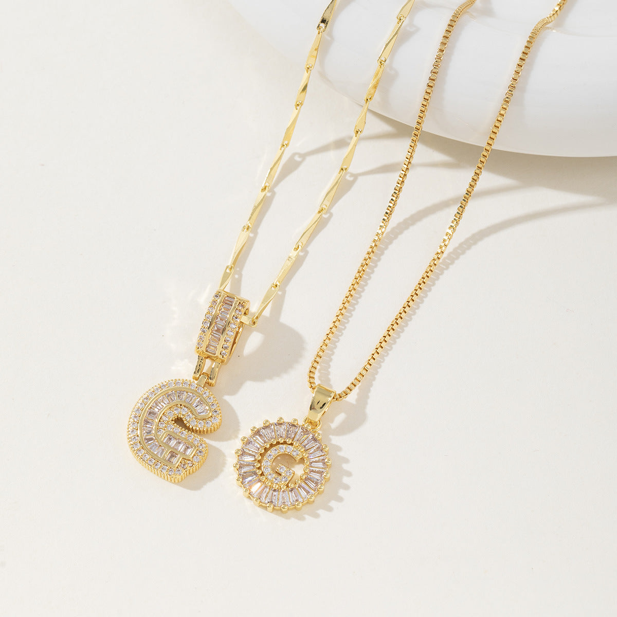 Initial Letter Necklace - Elegant 2-Pack Pendant Necklaces for Stylish Layering