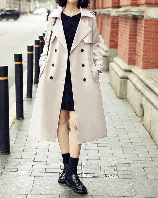 Double Breasted Trench Coat – Women's Classic Tailored Fit Overcoat With Belt
