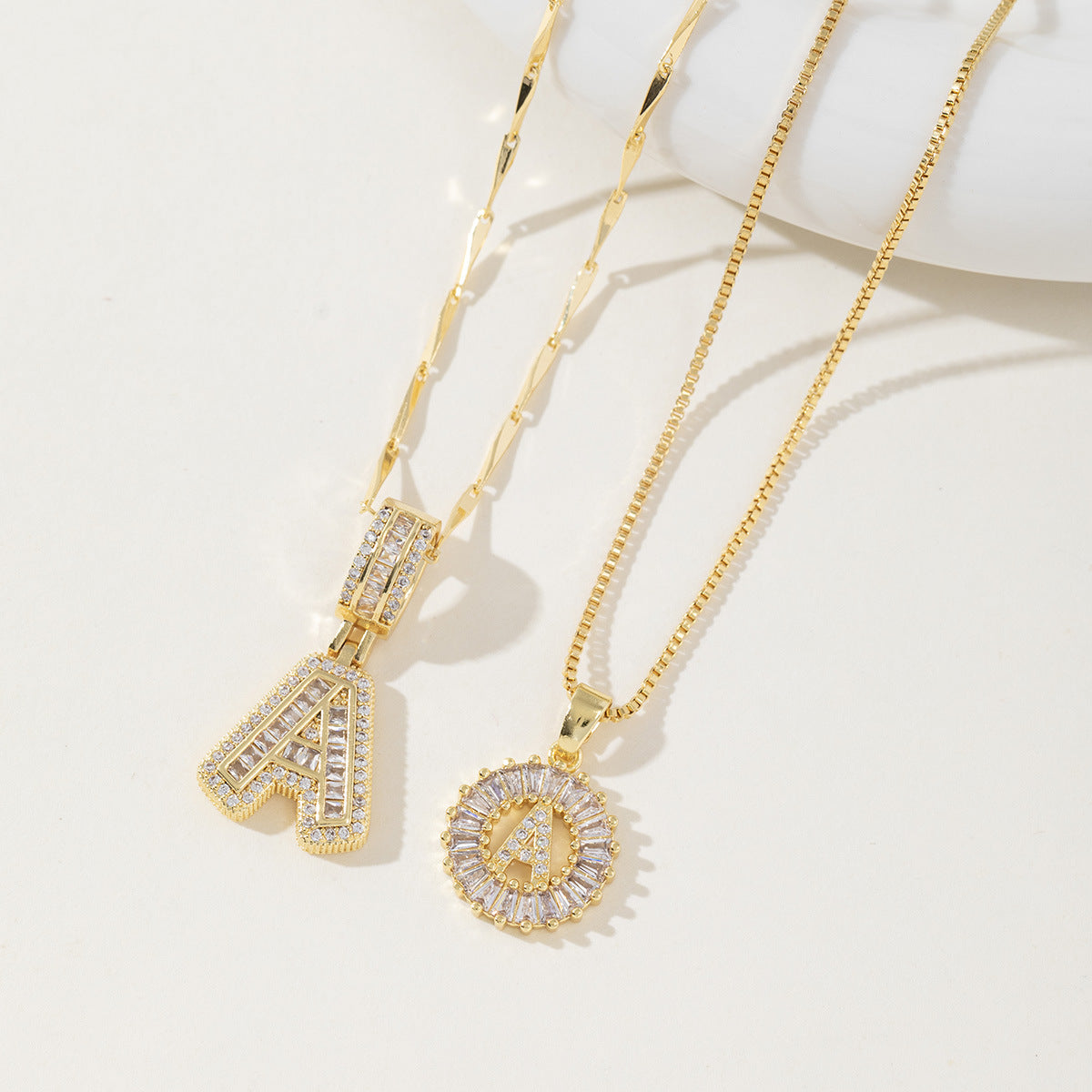 Initial Letter Necklace - Elegant 2-Pack Pendant Necklaces for Stylish Layering