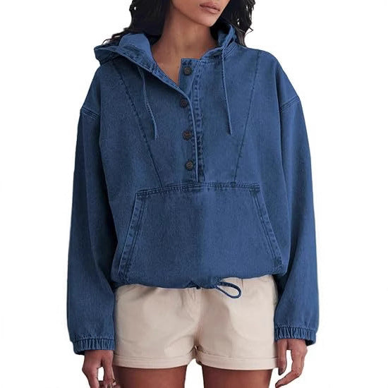 Lightweight Hoodie Jacket – Stylish Denim Finish, Comfortable Casual Outerwear
