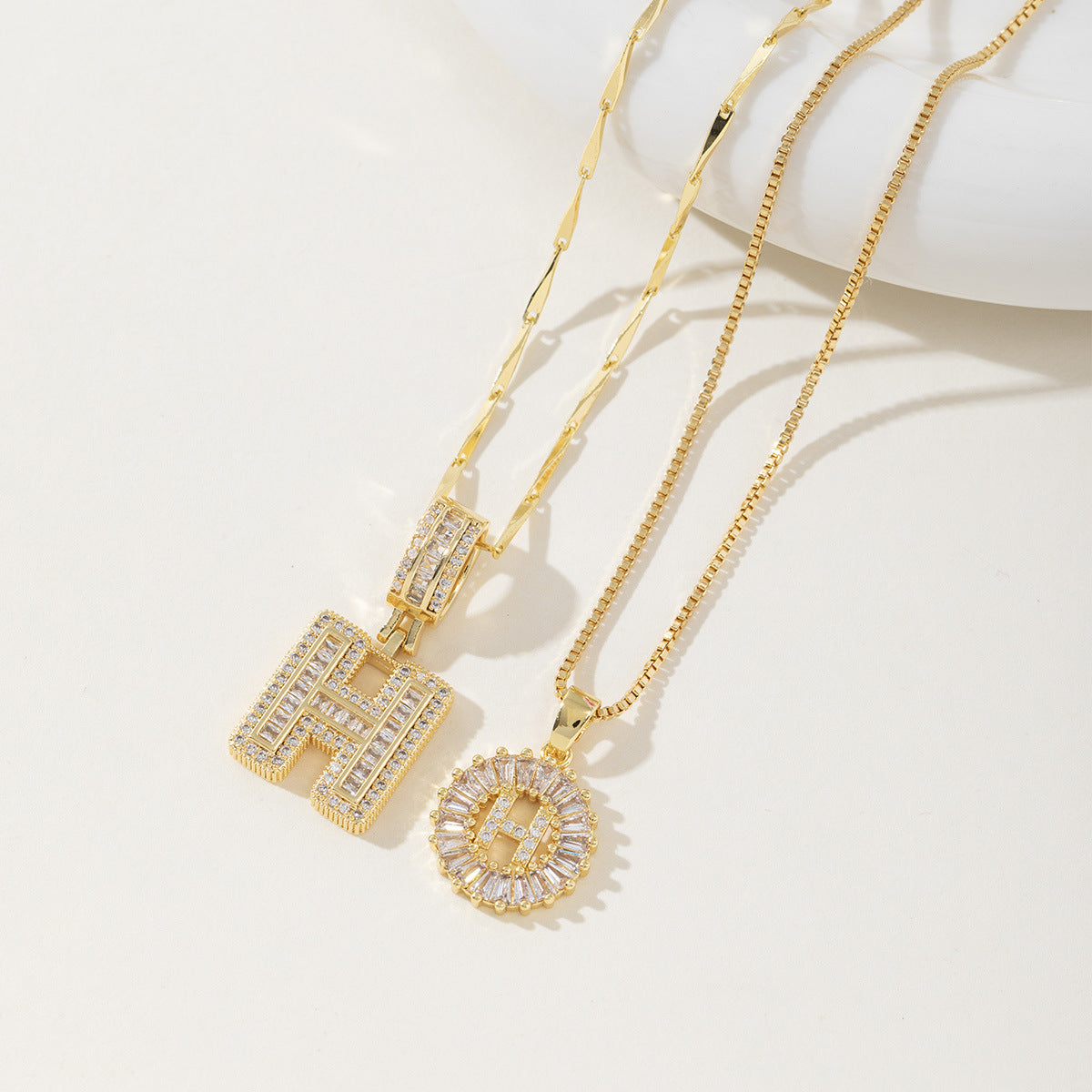 Initial Letter Necklace - Elegant 2-Pack Pendant Necklaces for Stylish Layering