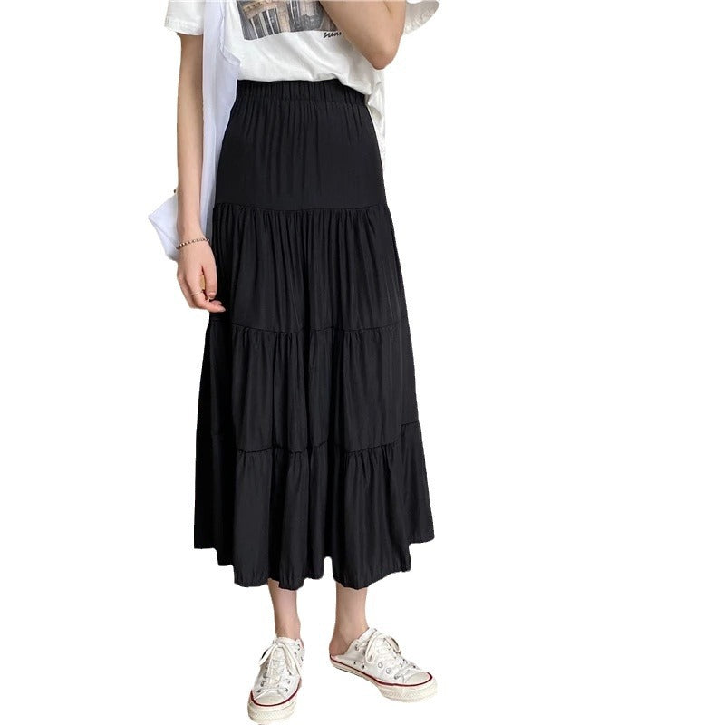 Casual Flowy Skirt – Lightweight A-Line High Waist Tiered Midi Skirt