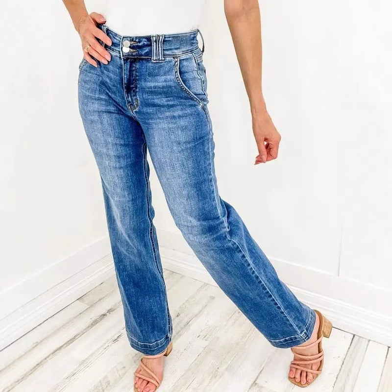 Wide Leg Jeans – TALLIS™ Comfy Double Down Relaxed Fit Denim Pants