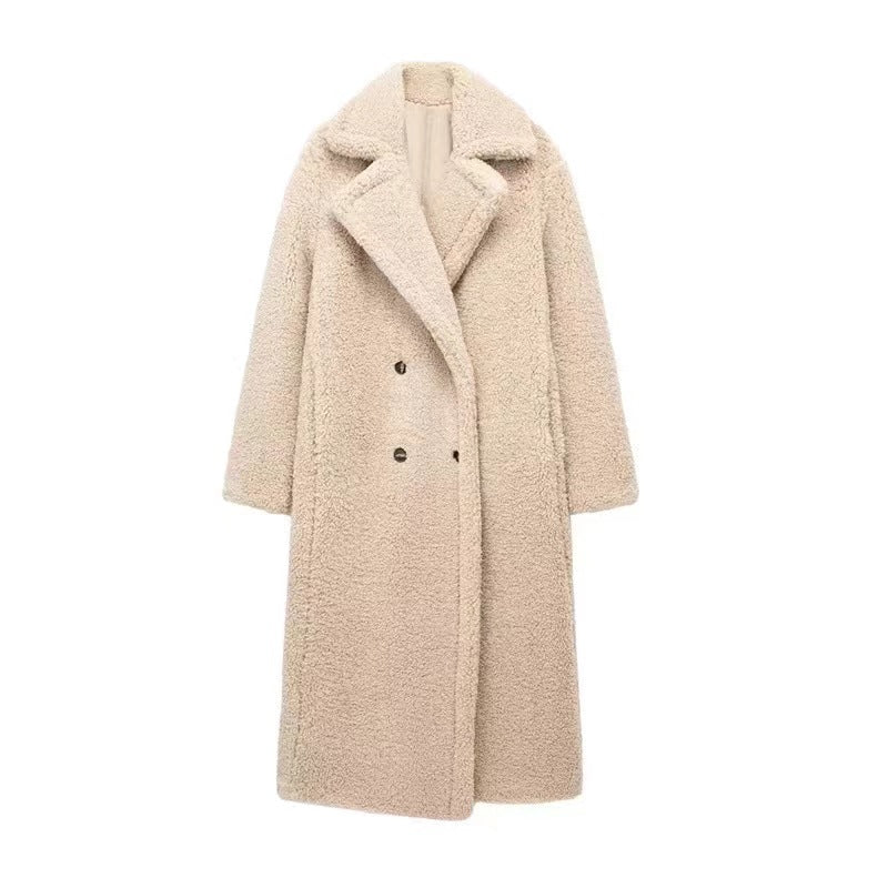 Teddy Overcoat | Luxe Plush Fleece Double-Breasted Coat for Winter