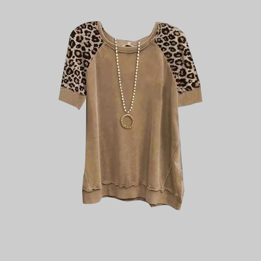 Vintage Leopard Print Top – Flattering Fit, Soft Lightweight, Breathable Fabric Blouse
