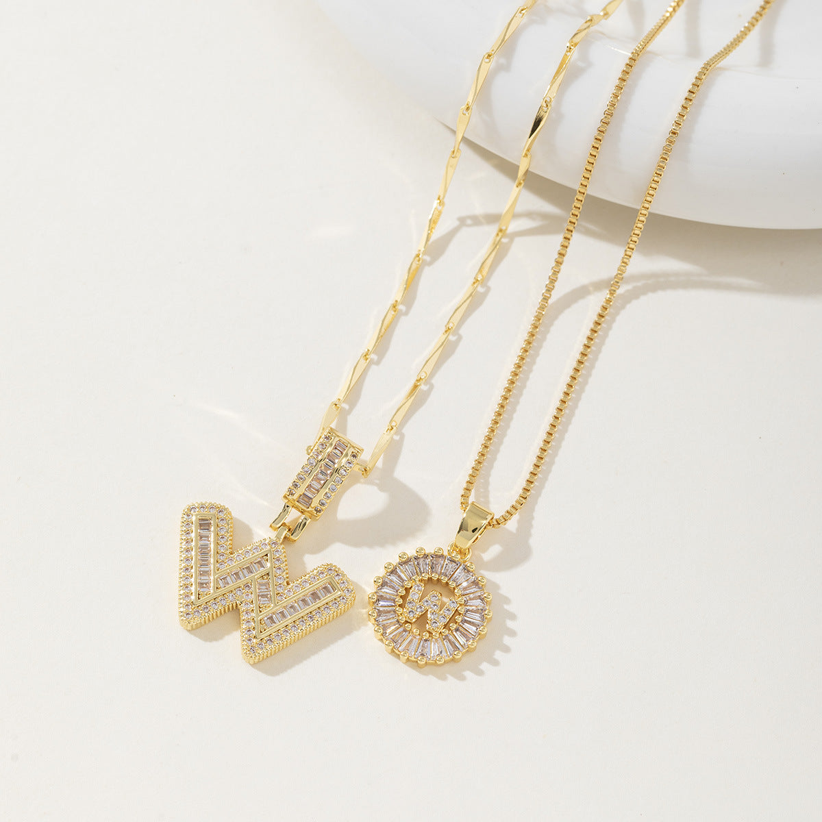 Initial Letter Necklace - Elegant 2-Pack Pendant Necklaces for Stylish Layering