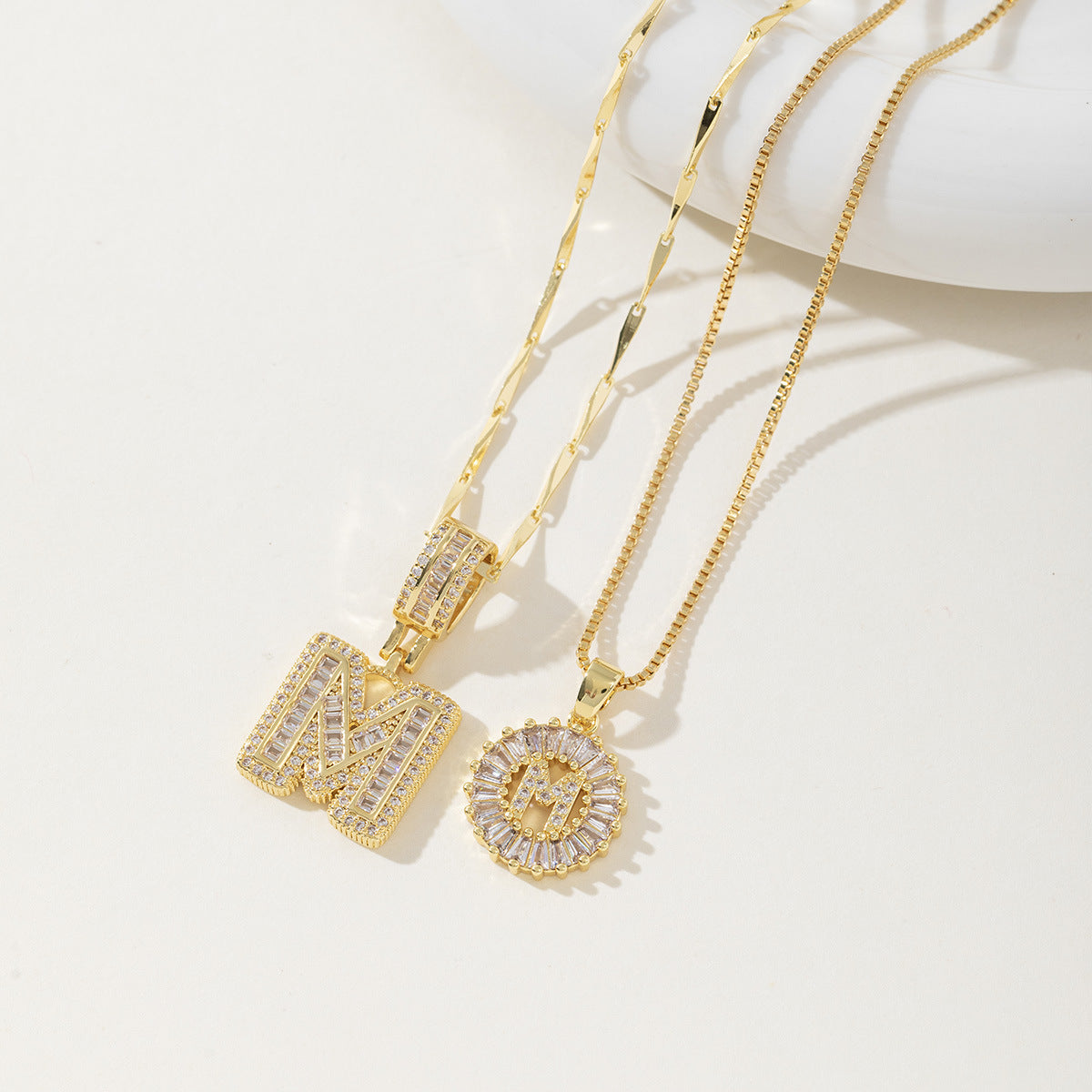 Initial Letter Necklace - Elegant 2-Pack Pendant Necklaces for Stylish Layering