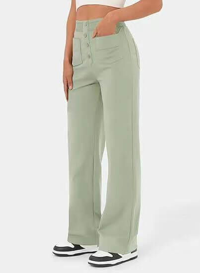 High Waisted Trousers – Tailored Slim Fit Pants | Comfortable Cotton Blend