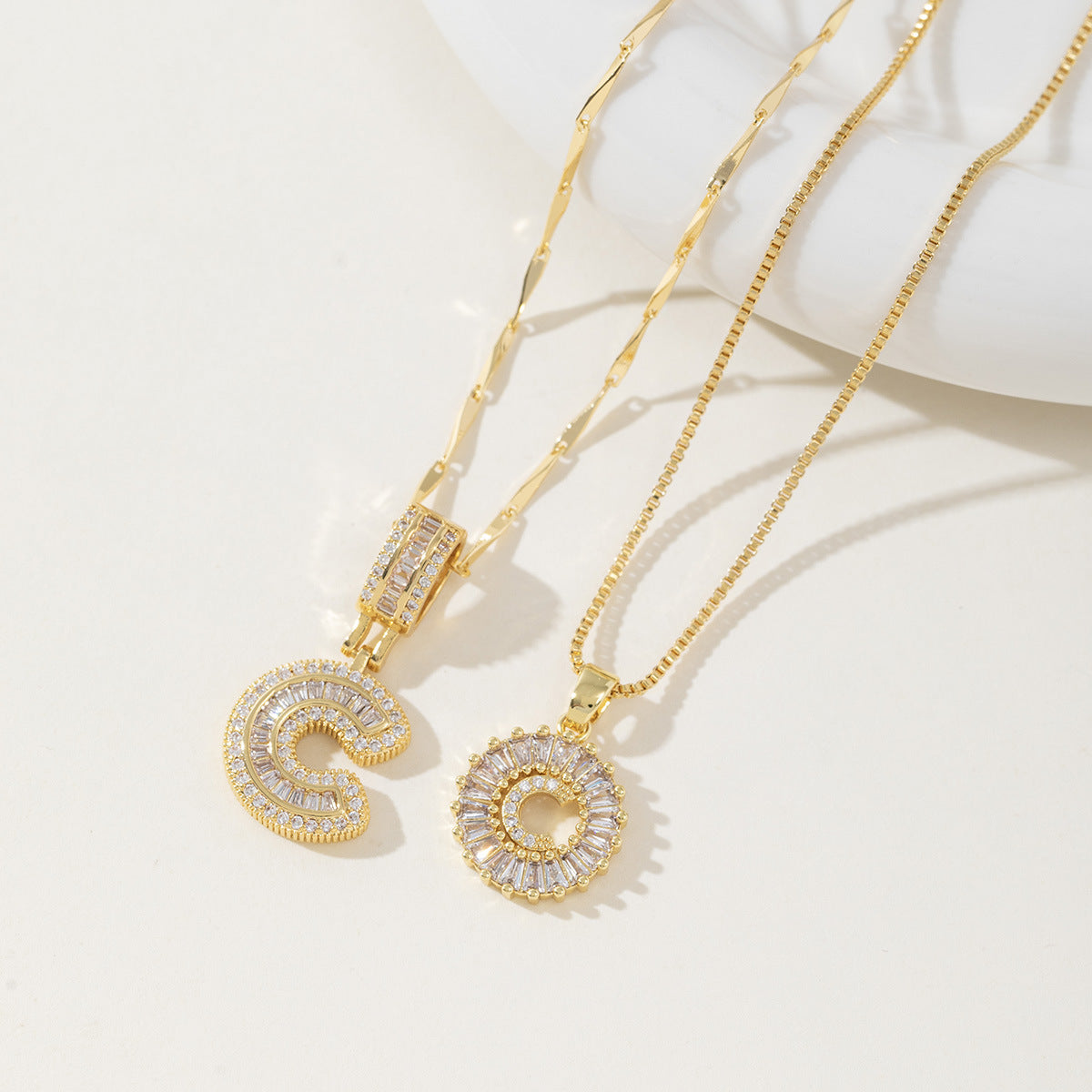 Initial Letter Necklace - Elegant 2-Pack Pendant Necklaces for Stylish Layering